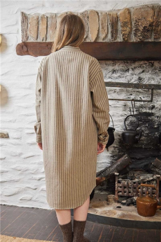 Preview: Flannel Nightshirt LV 14 -Beige-Green-Maroon-Stripe